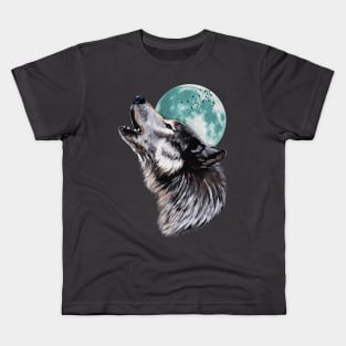 Lone Wolf - Howling At The Moon Kids T-Shirt
